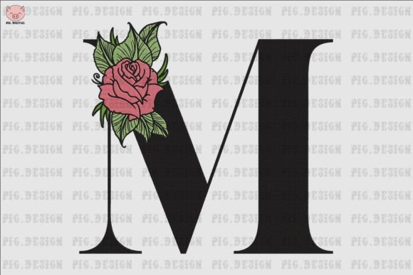 Flower Rose Font M: Elegant Embroidery for Gifts